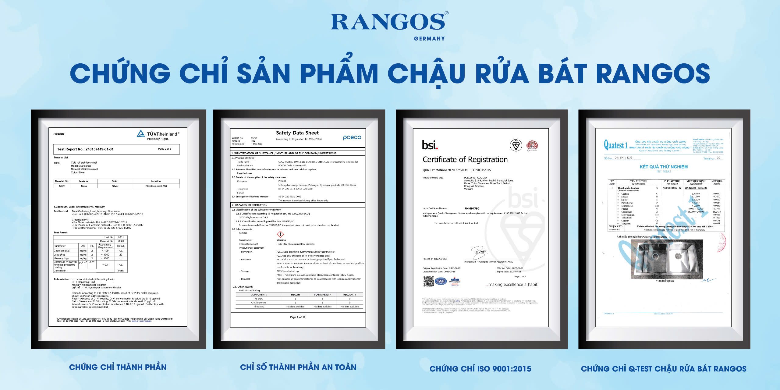 Rangos Sản Xuất Chậu Rửa Bát Từ Inox Posco 